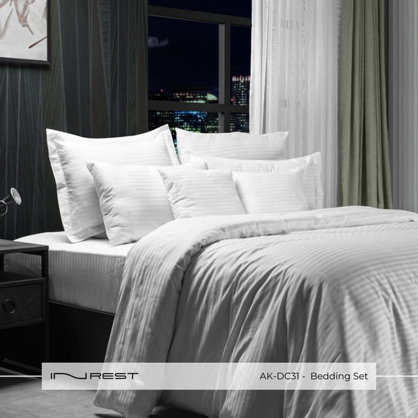 Monaco Single Duvet Set White (Without Filling) 100% Cotton 4 Pieces