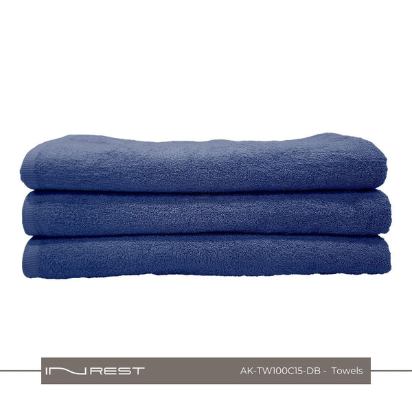 Hotel Towels Dark Blue Color 100% Cotton Size 100*200 Cm - INREST