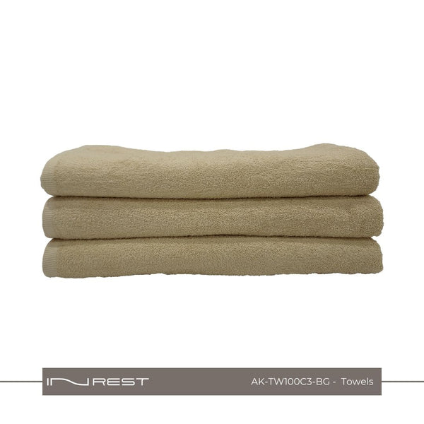 Hotel Towels Beige Color 100% Cotton Size 100*200 Cm - INREST