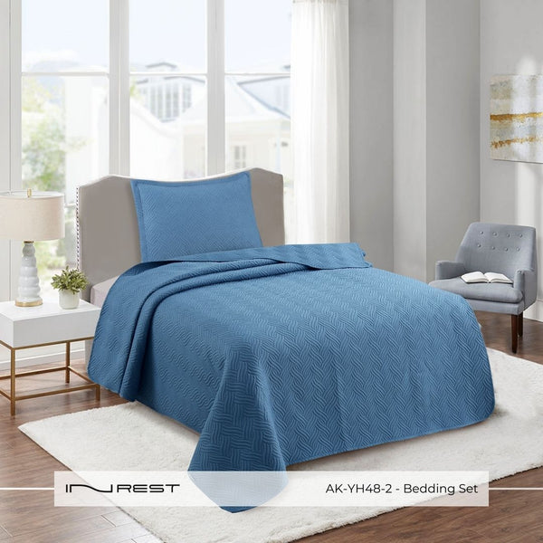 100% Microfibre Single Summer Dark Blue Bedding Set - 2 Pieces