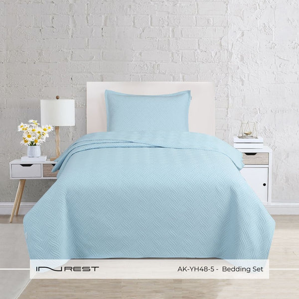 100% Microfibre Single Summer Light Blue Bedding Set - 2 Pieces