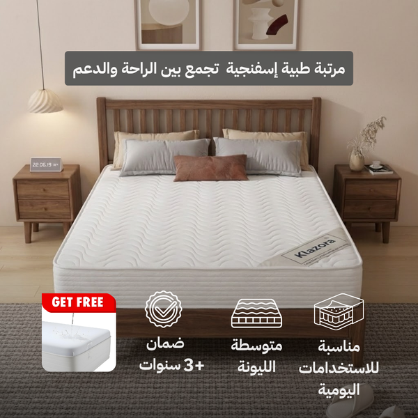 مرتبة سرير ان ريست IR40 فندقية إسفنجية – متوسطة الليونة تجمع بين الراحة والدعم ومعالجة صحياً - متعددة المقاسات (القياس 90*190 سم)